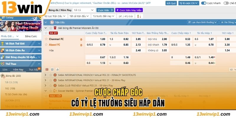 Cược chấp góc có tỷ lệ thưởng siêu hấp dẫn